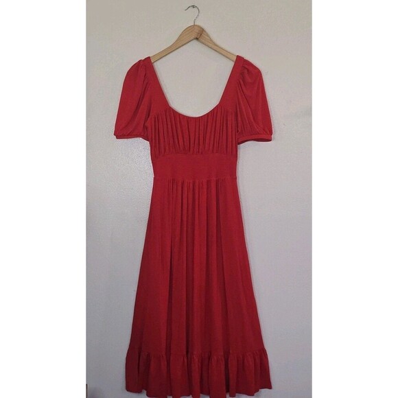 Anthropologie Grandeur Red Midi Dress Womens Size Small Flowy